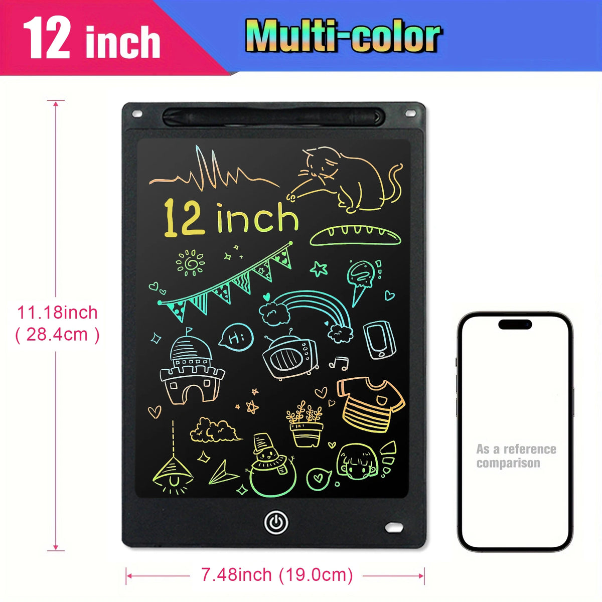 12-Inch LCD Writing Tablet for Kids – Reusable Electronic Drawing Board