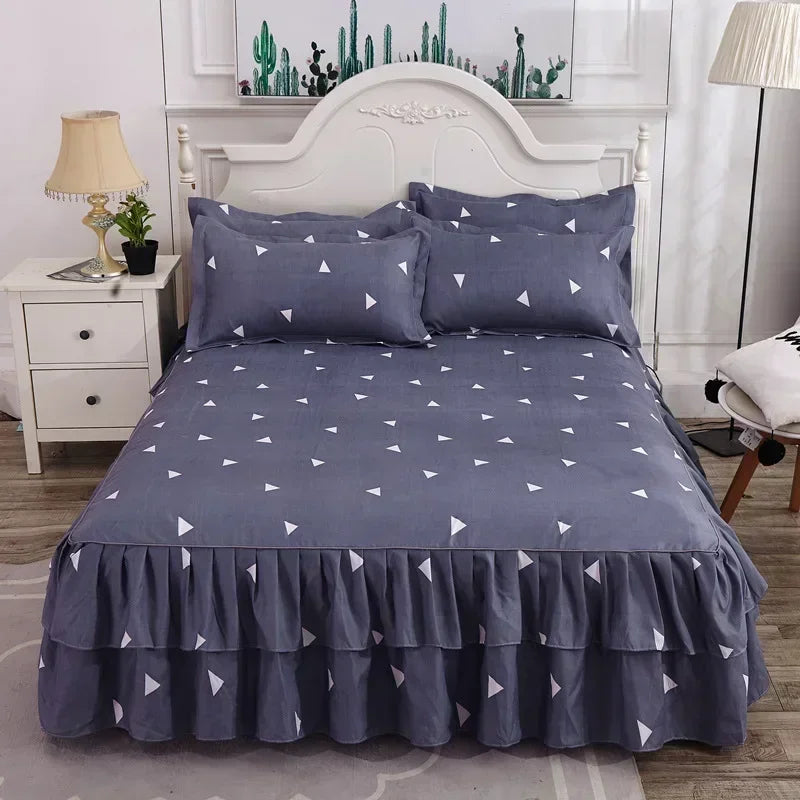 Floral Ruffle Bed Skirt with Matching Pillowcases