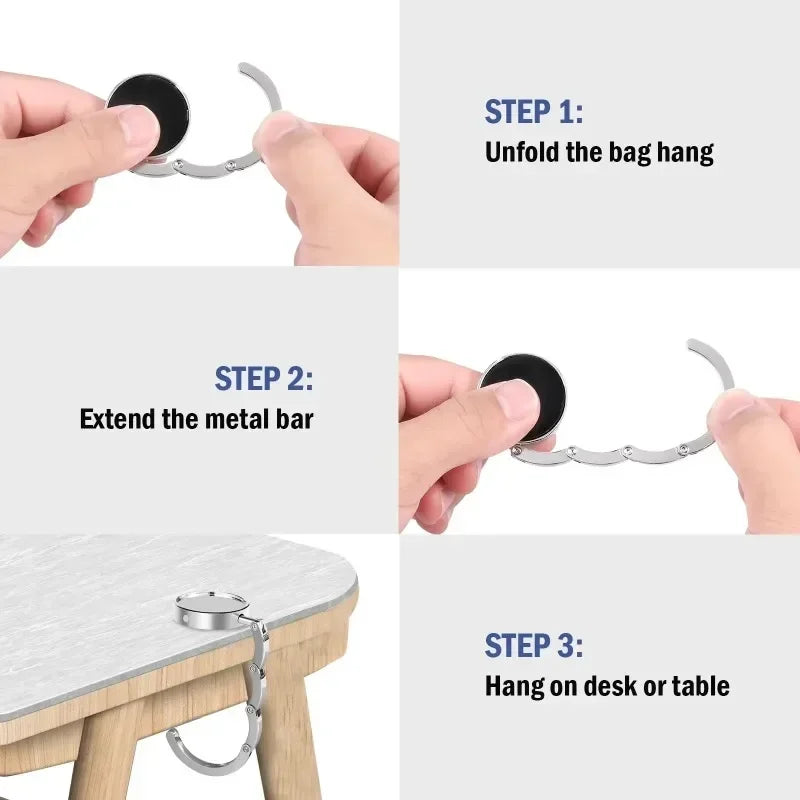 Foldable Table Bag Hook – Durable Purse Hanger for Any Surface