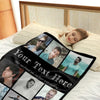 A black photo collage blanket featuring personal pictures and the text You can Trust Here