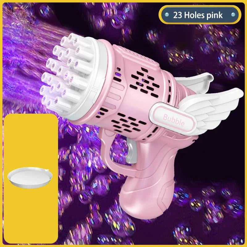 Rocket Bubble Gun with Lights - 32 Holes Automatic Blower for Kids