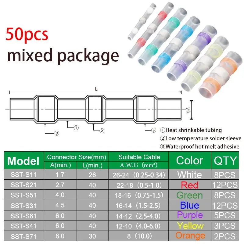Waterproof Heat Shrink Wire Connectors with Solder Seal (Value Pack)