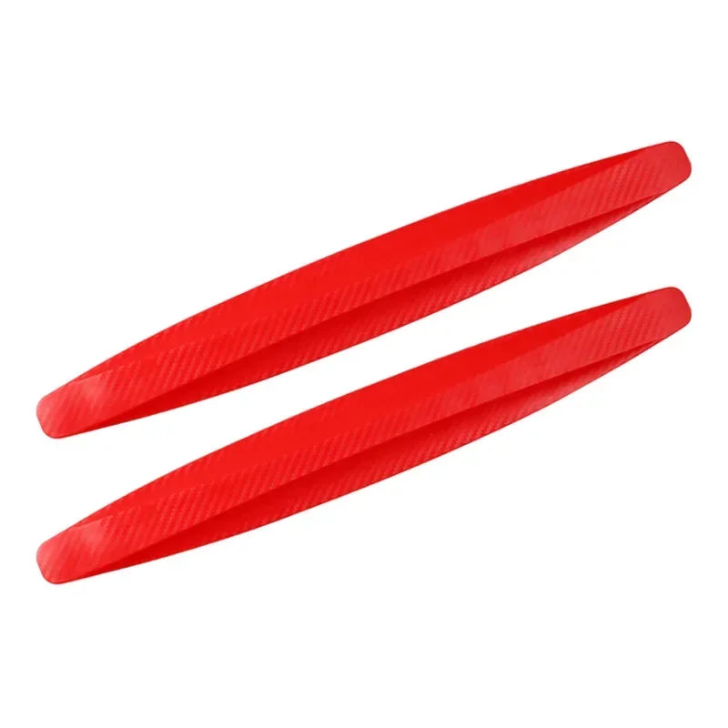 A set of two red car bumper protector strips or anti-collision corner guards.