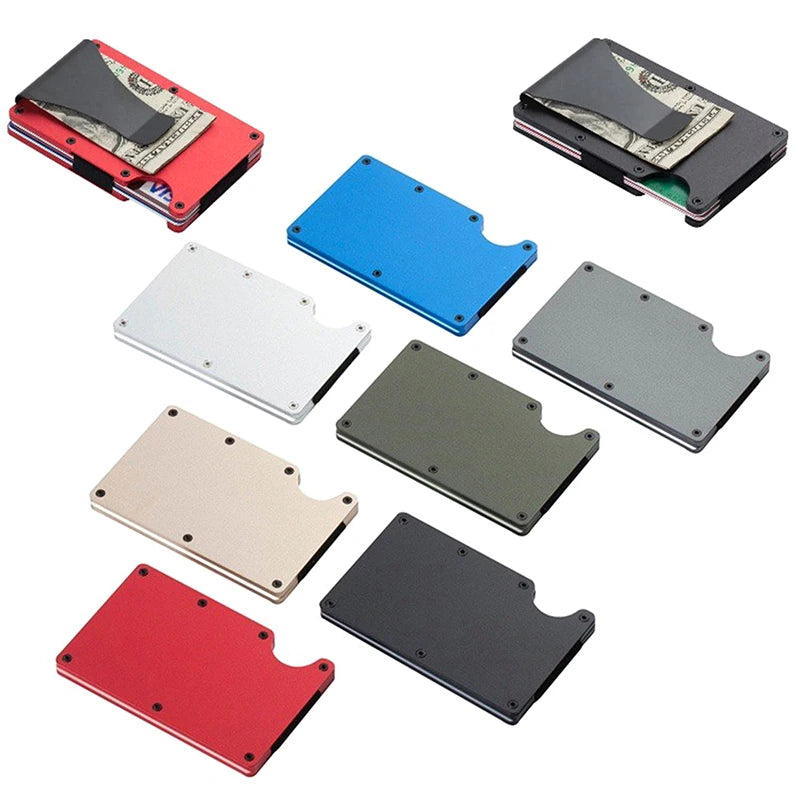 Portefeuille RFID en aluminium fin avec attache-monnaie