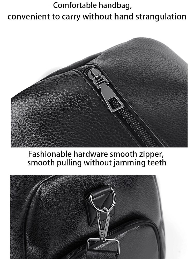 Retro PU Leather Weekender Duffel Bag with Adjustable Shoulder Strap