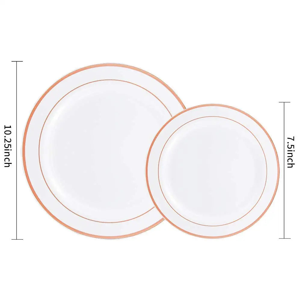 Elegant White Plastic Plates with Gold Rim