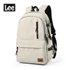 A beige Lee ultralight water-resistant laptop backpack shown from the back.