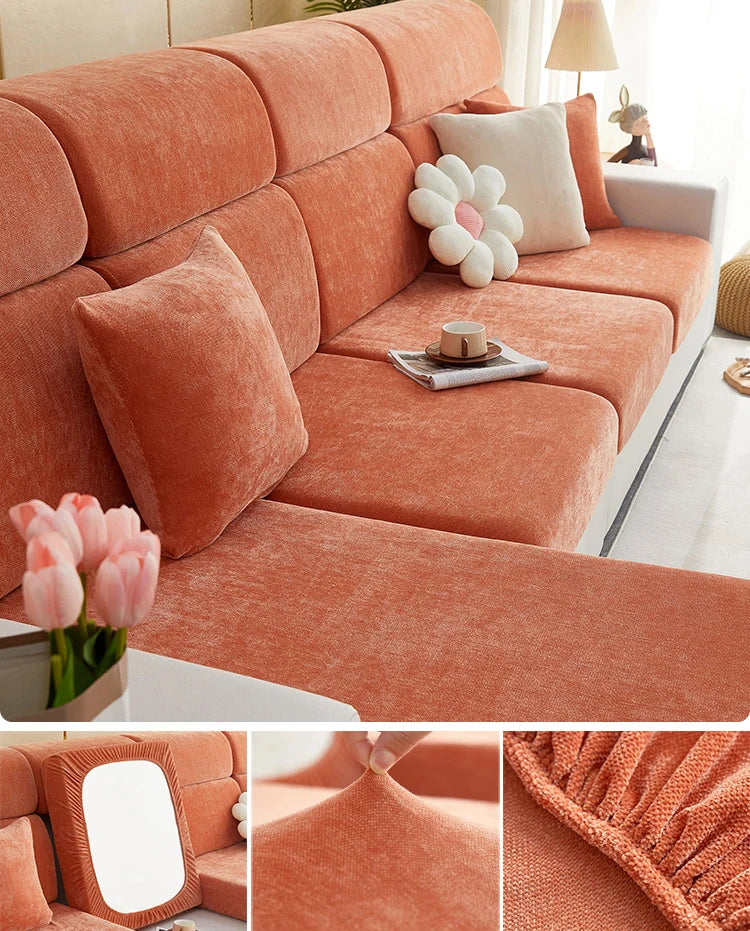 Elastic Chenille Sofa Protector Cover with Non-Slip Grip