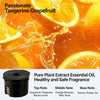 A black smart car diffuser with ambient light and auto mist, featuring essential oils like grapefruit, tangerine, and vetiver