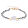 Natural Stone Bead Bracelet with Adjustable Lace-Up Closure
