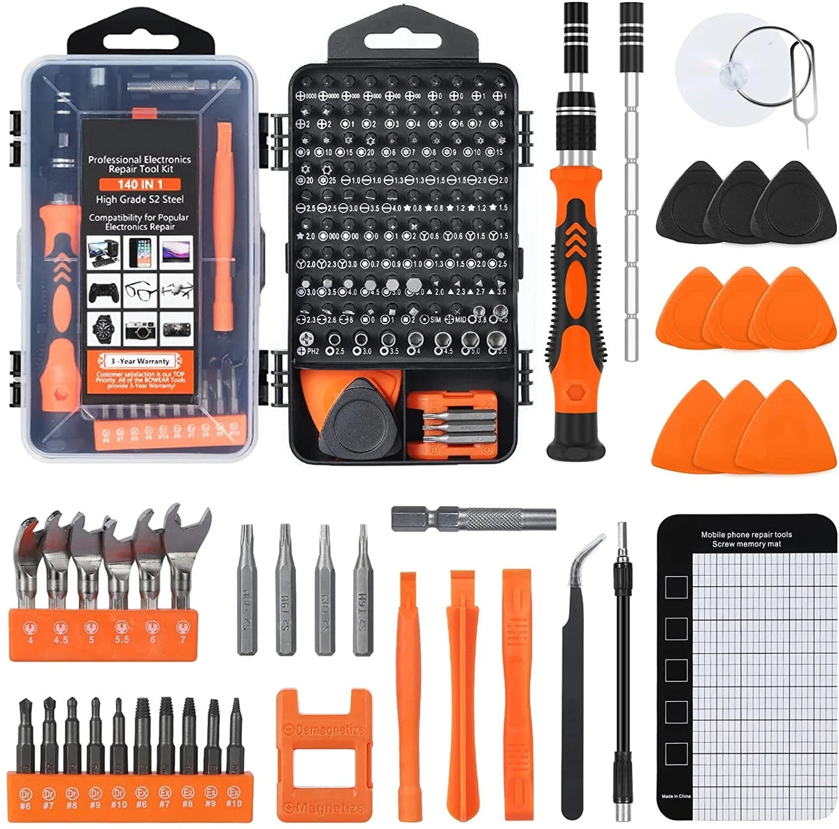 Precision 135-in-1 Screwdriver Set with Magnetic Bits and Repair Accessories