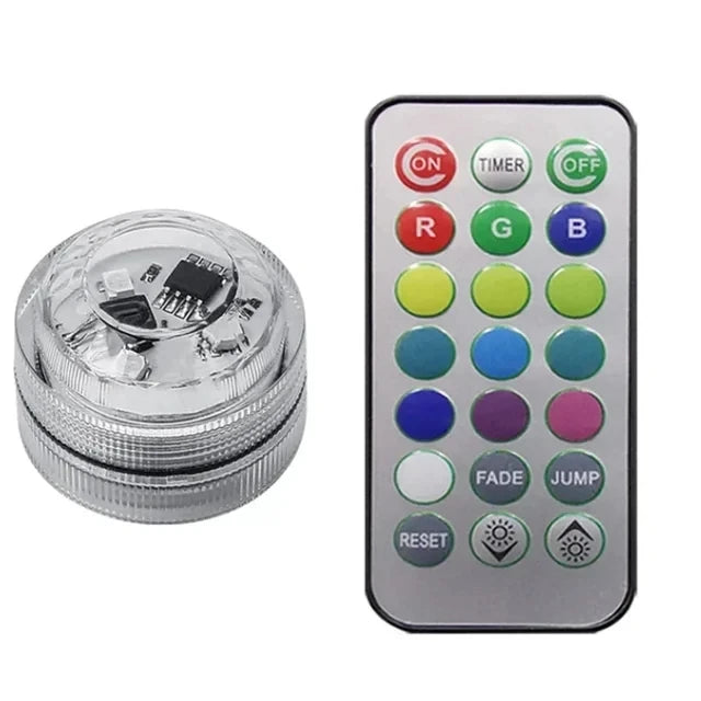 Télécommande argentée pour éclairage d'ambiance RGB sans fil pour intérieur de voiture avec minuteur et boutons de mode