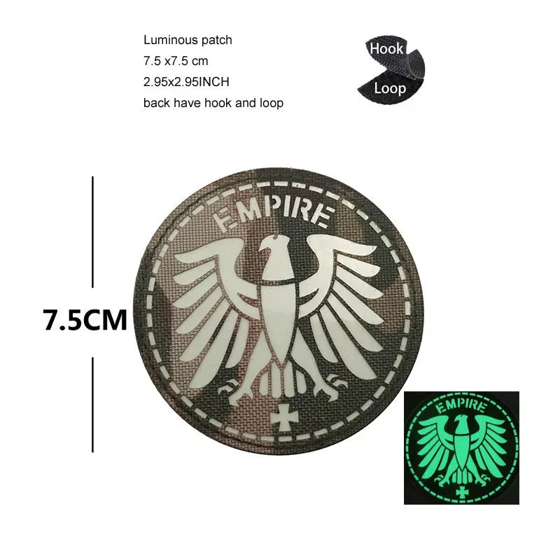 Luminous Reflective German Eagle Patch with Hook-and-Loop Backing