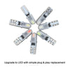 Five T5 wedge LED bulbs for dashboard, license plate, and interior lights, featuring 12V operation.
