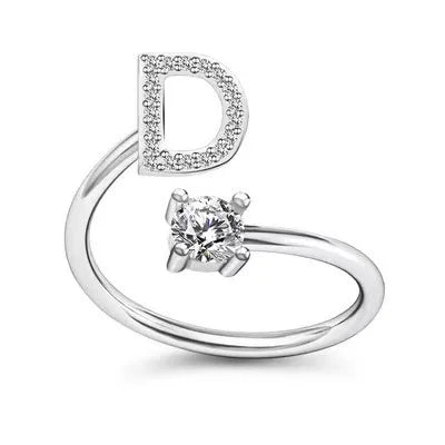 Initial Letter Ring with Zircon Accent