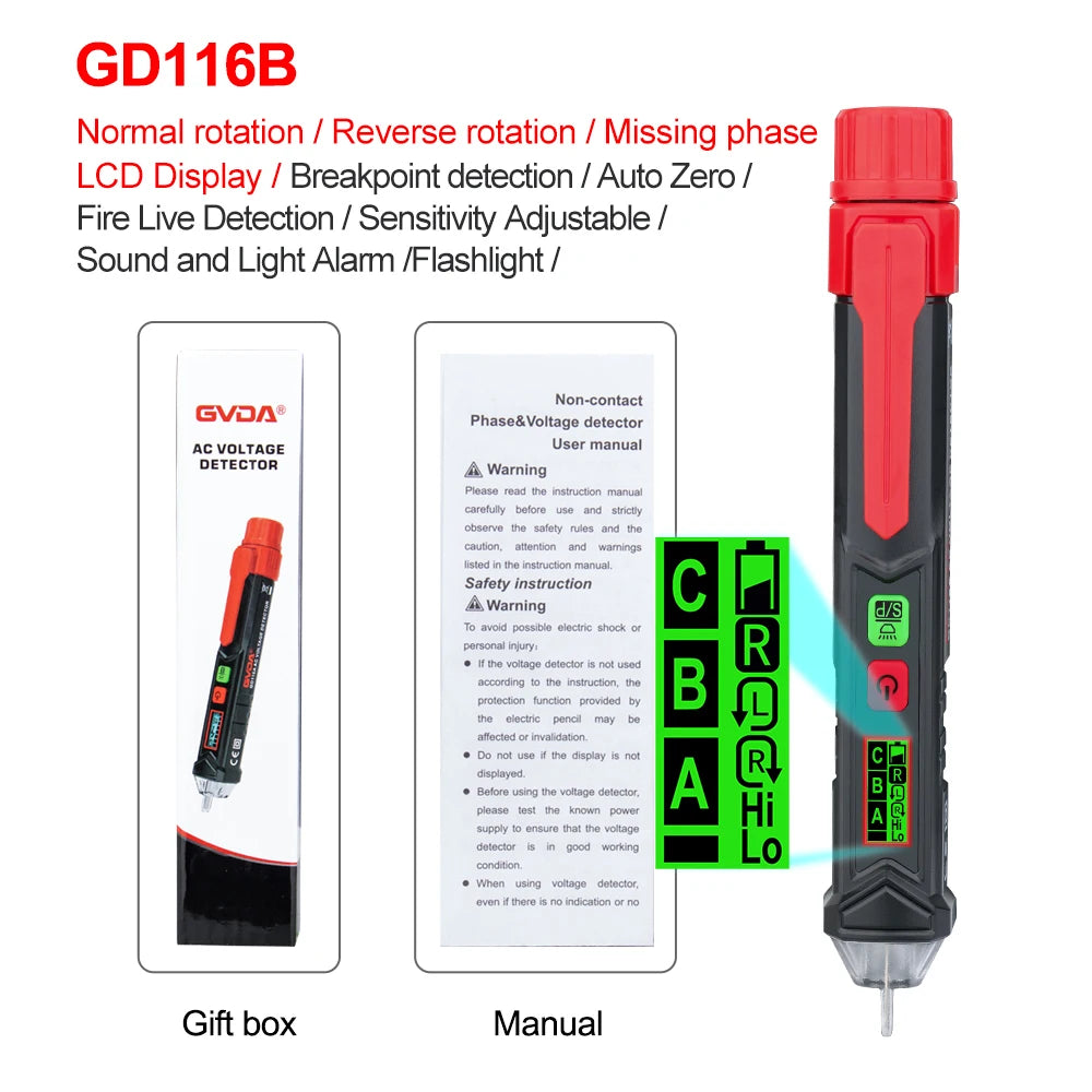 Non-Contact Voltage Tester Pen (12–1000V AC)