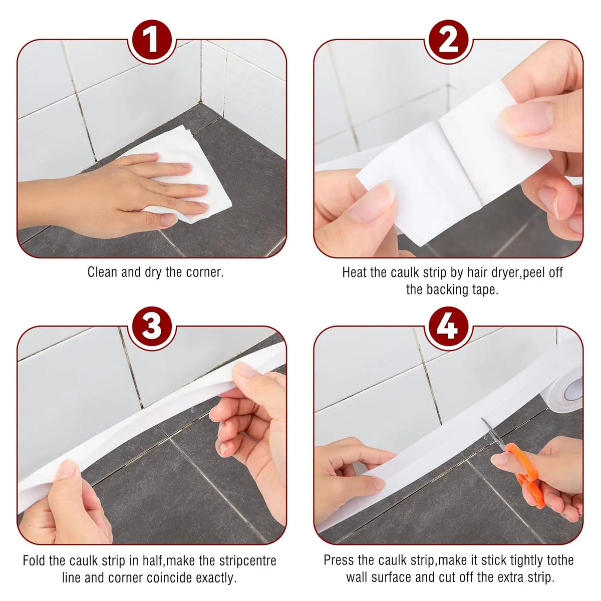 Self-Adhesive Waterproof Caulk Tape for Bathroom & Kitchen Sealing
