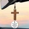 Wood Cross Car Rearview Mirror Pendant with Bible Verse
