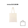 A beige canvas shopping tote bag shown from the front.