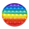 A colorful plastic fidget toy with multiple colored bubbles arranged in a hexagonal grid.