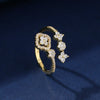 Asymmetrical Clover Moissanite Ring in 14K Gold Filled