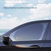 A close-up view of a dark car side window with a sun shade installed, demonstrating good shading performance.