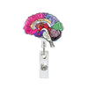 Heart Shape Glitter Acrylic Retractable Badge Reel with Crocodile Clip