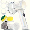 A collection of various electric cleaning brushes and accessories including a main brush, rotating bristles, and cleaning too