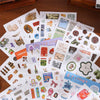 A collection of aesthetic nature stickers featuring various patterns for scrapbooking and DIY projects