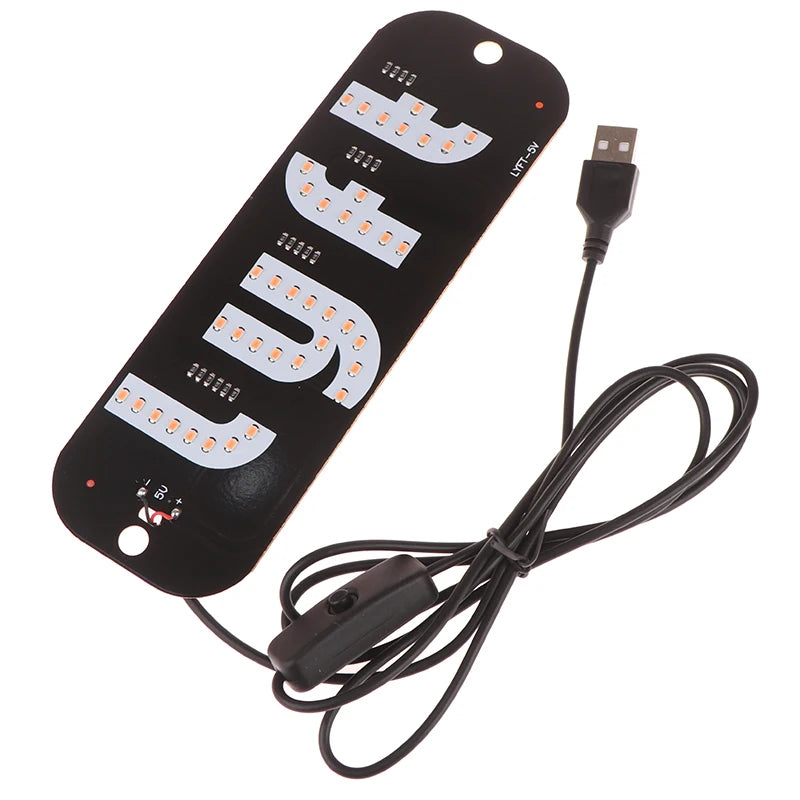 Black USB-powered LED taxi sign featuring multiple bright white lights and a connecting cable.