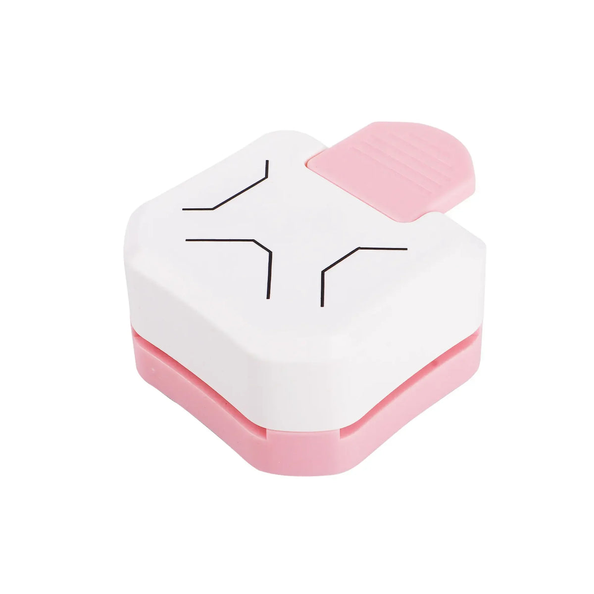 A white and pink 3-in-1 corner cutter tool with a pink plastic cap is shown against a white background.