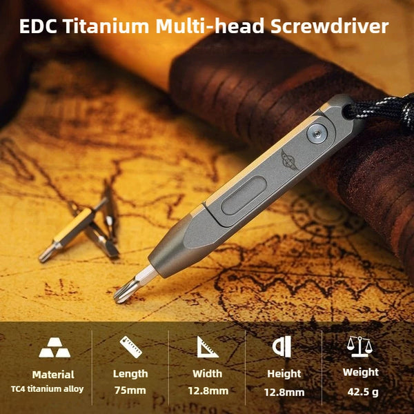 Titanium Alloy Mini Screwdriver with Magnetic Double-Ended Bits