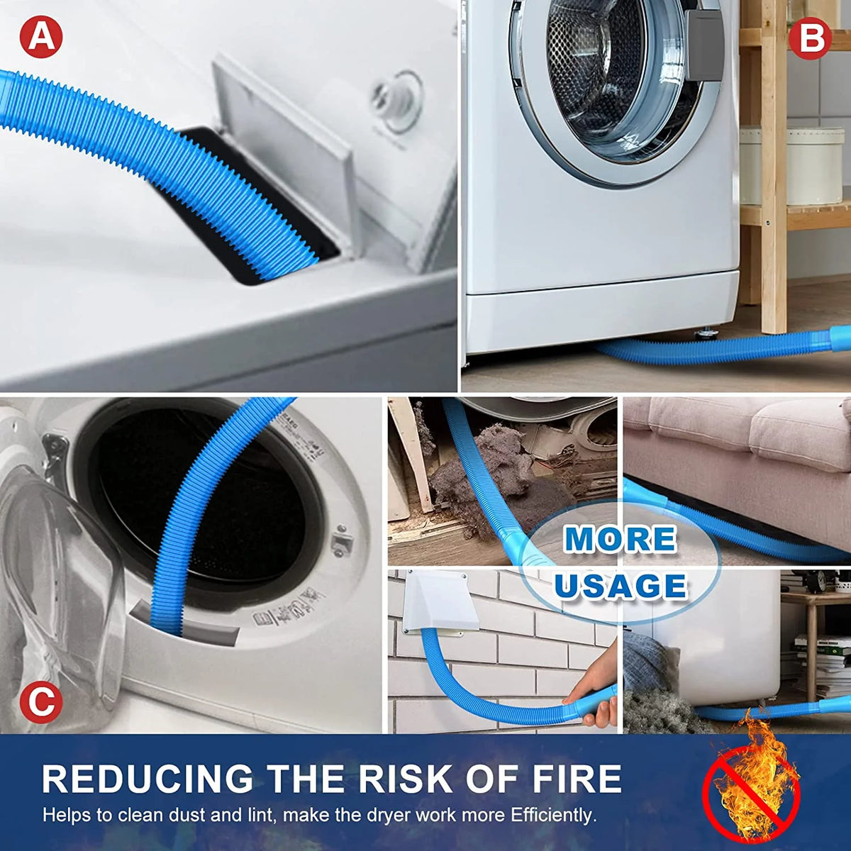 Dryer Vent Cleaning Kit with Vacuum Hose Attachment