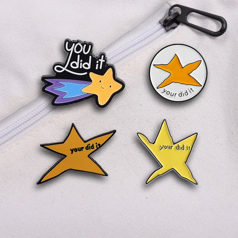 Fun Meteor Enamel Pin with Star Design
