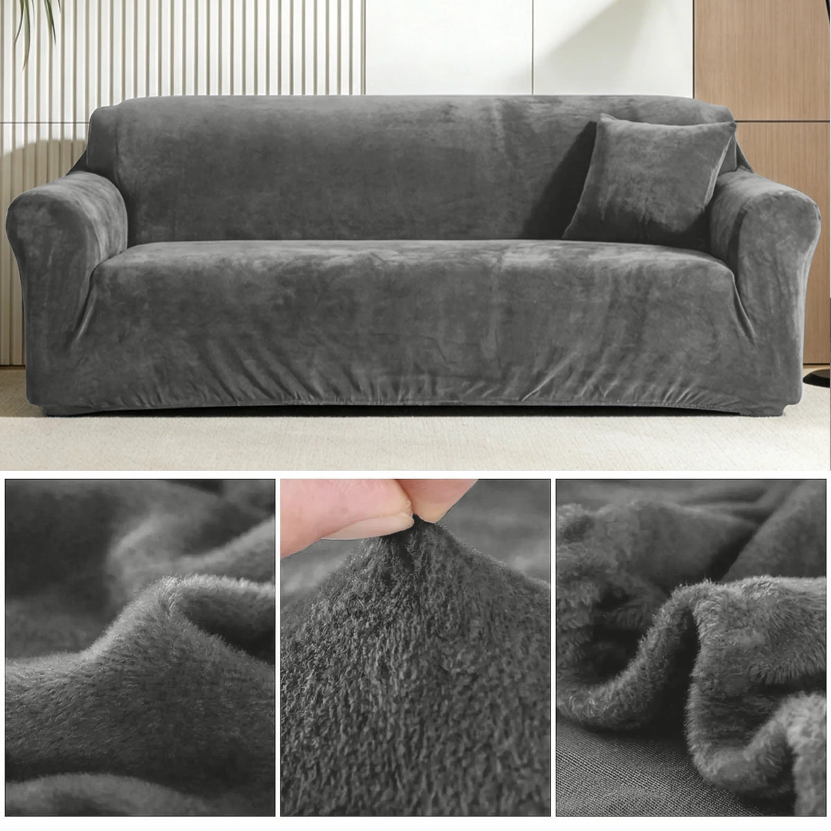 Stretch Velvet Non-Slip Sofa Cover for L-Shaped Couches