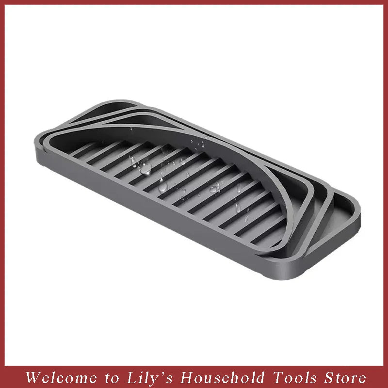 A silicone refrigerator drip tray with raised ridges, designed for draining liquid.