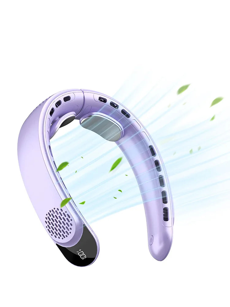 Portable Bladeless Neck Fan with 4000mAh Battery & LED Display