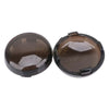 A pair of smoked brown LED turn signal light lens covers for Harley Davidson motorcycles.