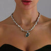 Elegant Crystal Pendant Necklace & Bracelet Set