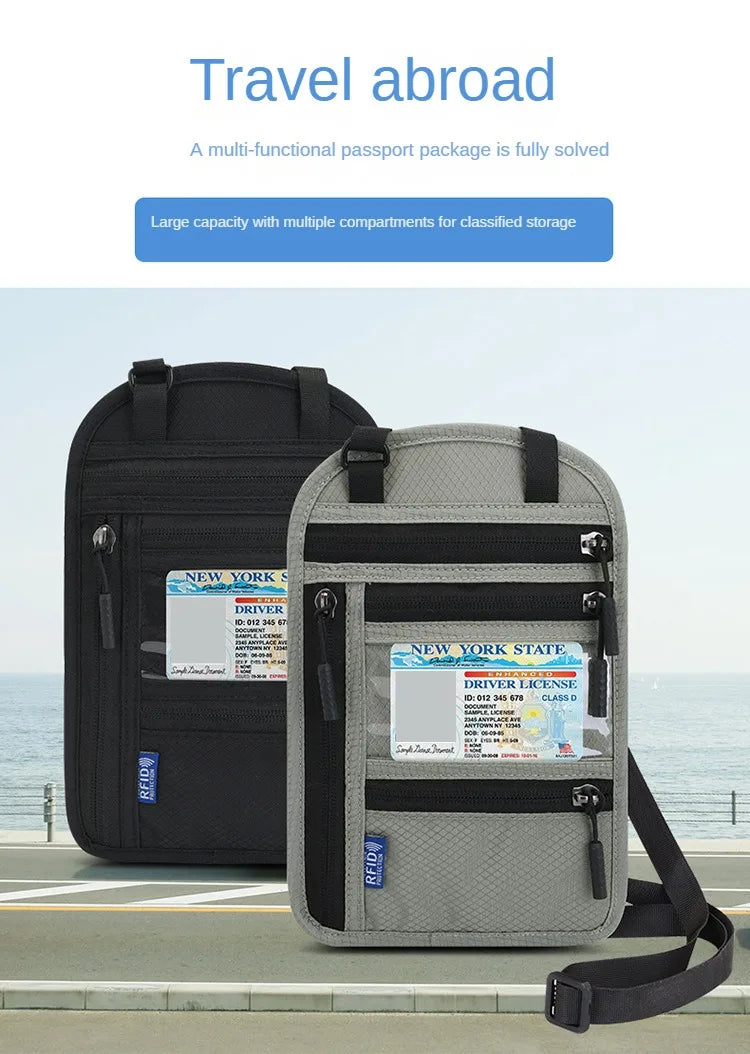RFID Blocking Neck Wallet for Travel