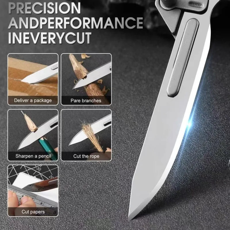 Stainless Steel Folding Utility Knife with Pocket Clip