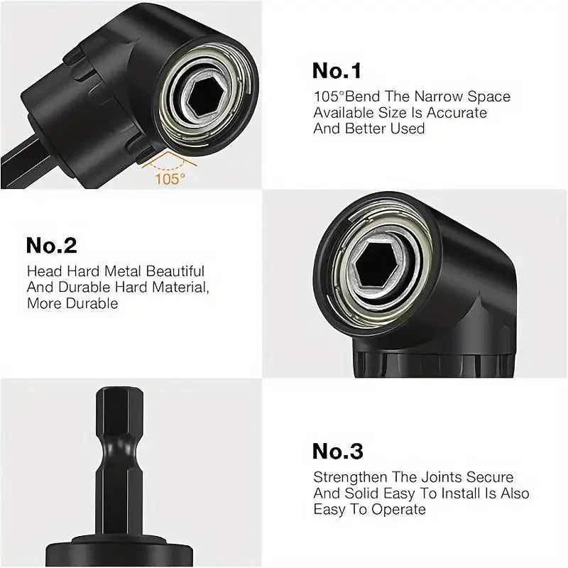 Right-Angle Drill Bit Adapter Set with Universal Sockets