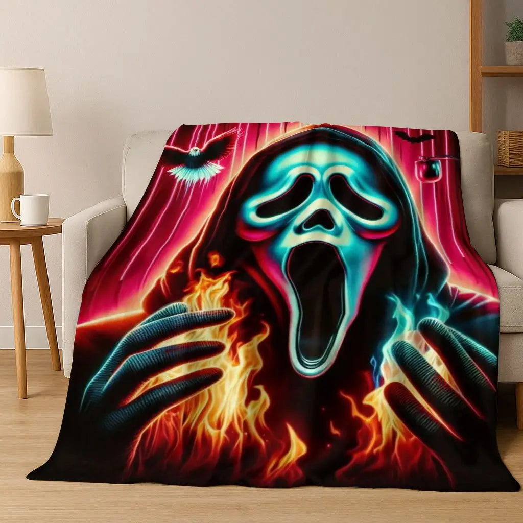 Ghost Face Horror Character Flannel Throw Blanket