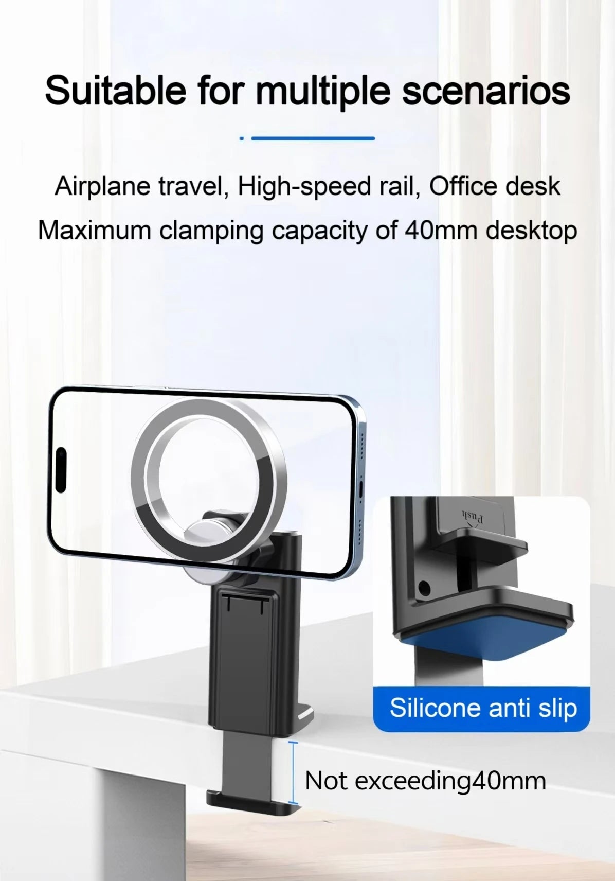 Magnetic Phone Holder for Travel and Desktop