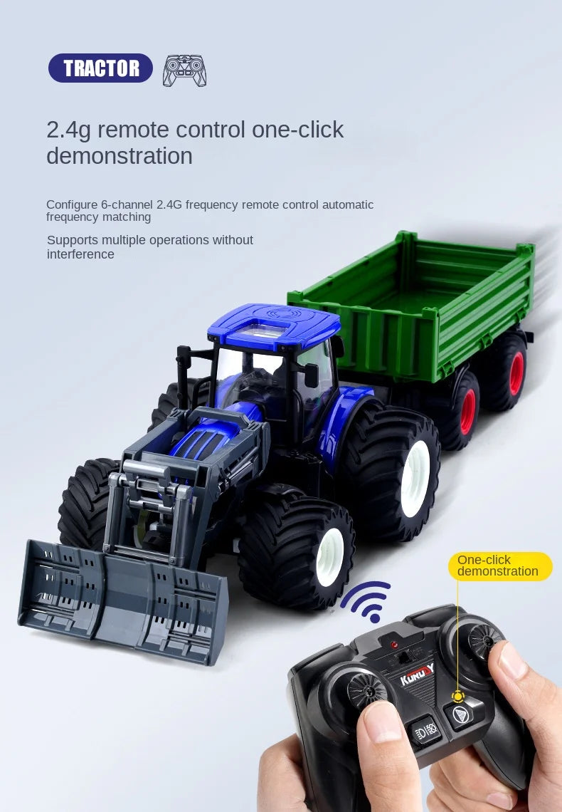 Remote-Controlled Farm Tractor Toy with Realistic Engineering Details