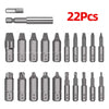 A set of 22 professional screw extractors and a magnetic extension tool for removing damaged bolts and screws.