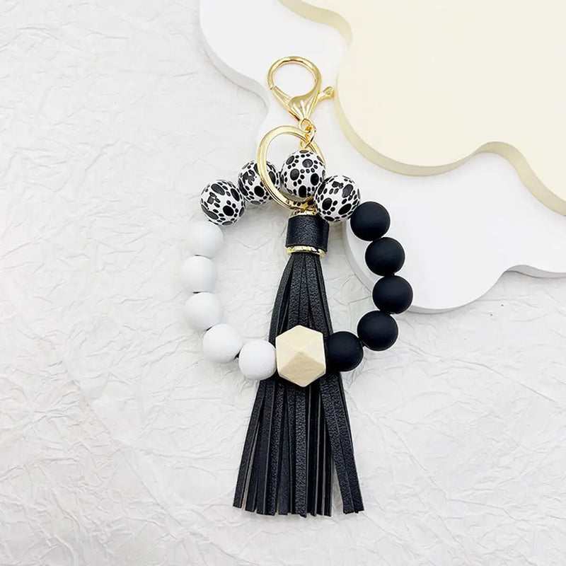 Boho Silicone Bead Keychain with Tassel