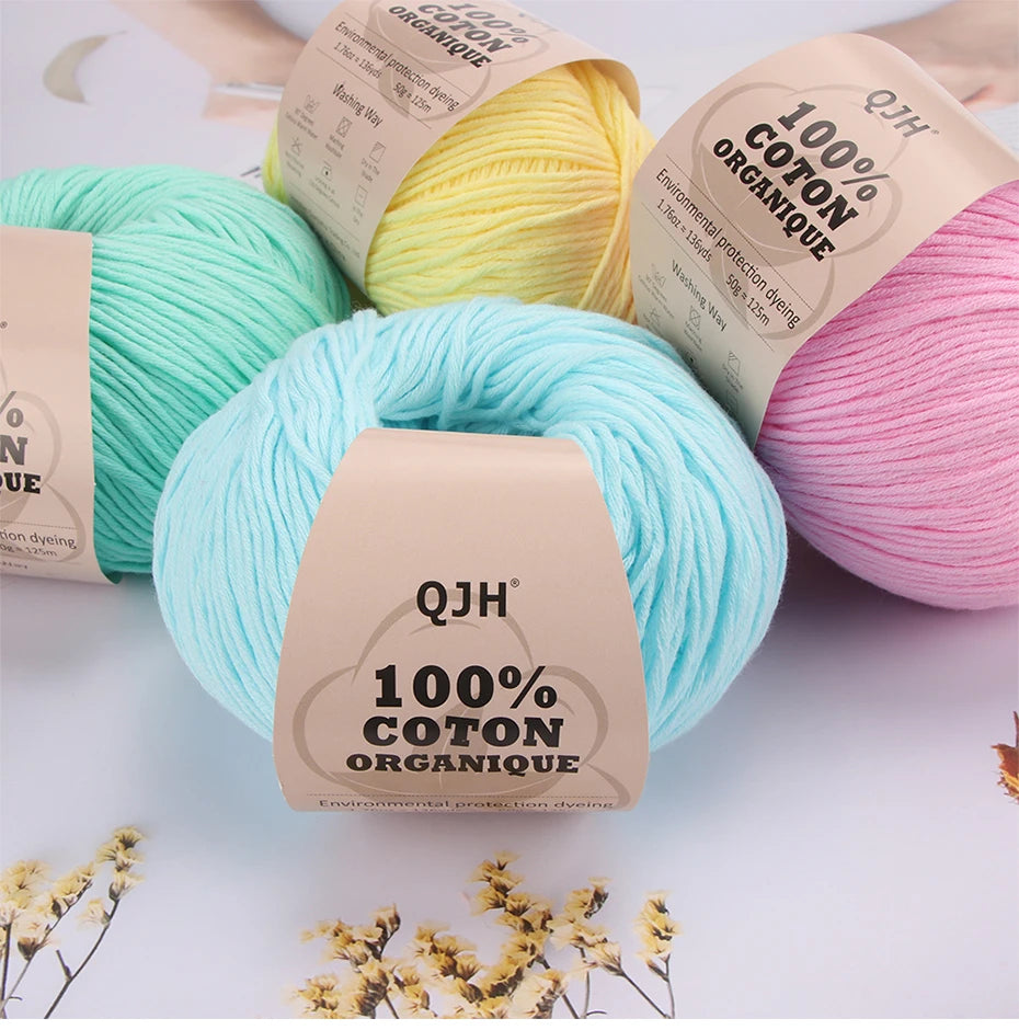 100% Organic Cotton Yarn for Knitting and Crocheting (2-Pack)