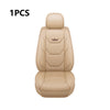 One piece of beige leather car seat covers with airbag compatibility.