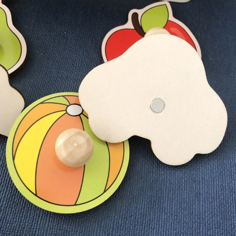 Wooden Fruit Shape Matching Puzzle Board for Toddlers